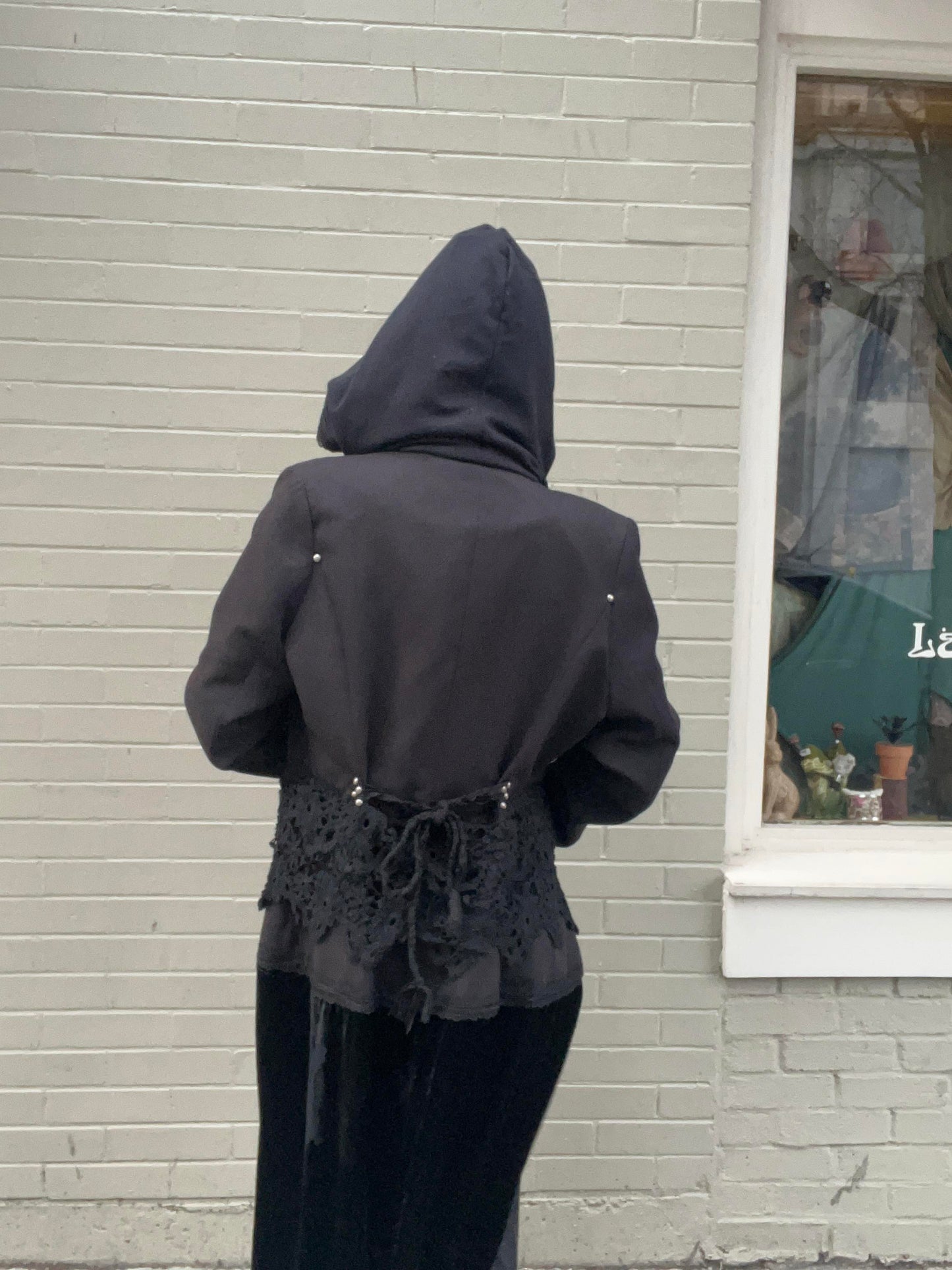 Luxe Fantasy Black Long Hooded Coat