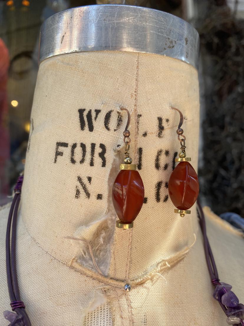 Carnelian Dangle Earrings #TT16