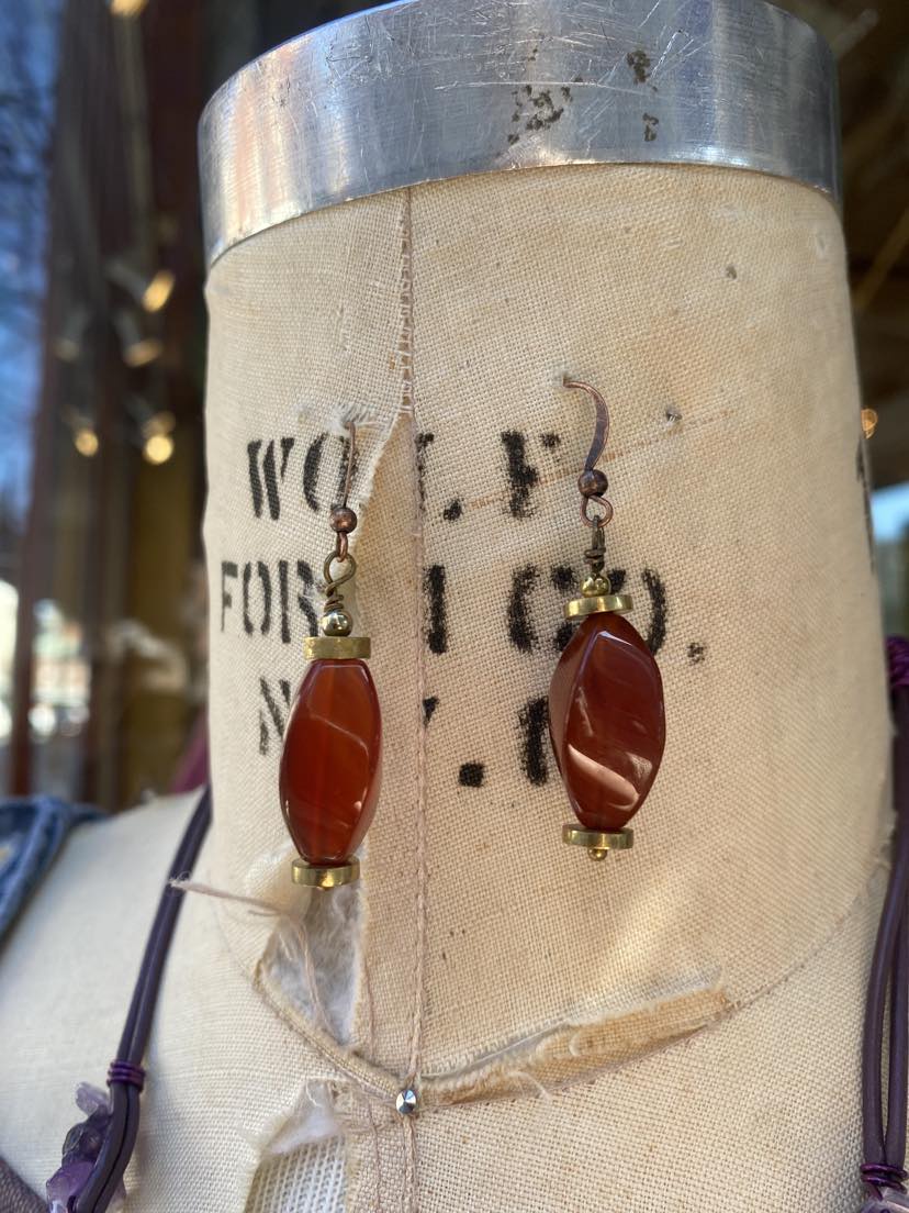 Carnelian Dangle Earrings #TT16