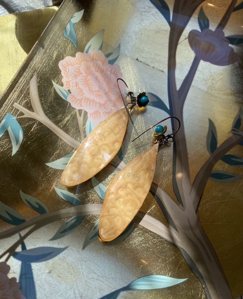 Cicada Wing with Vintage Postcard Earrings* E206