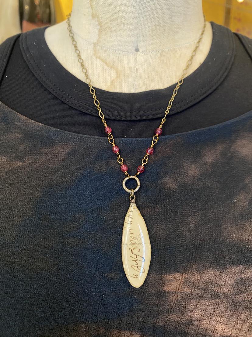 Cicada Wing on Pewter Chain Beaded Necklace * N206