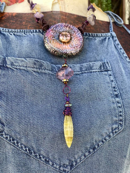 Purple Soul Sister Sun Face Necklace #TT7