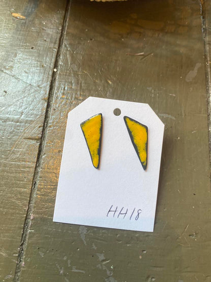 Yellow Triangle Enamel Earrings *HH18