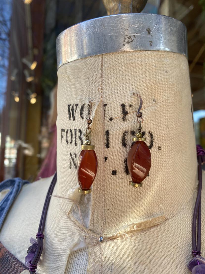 Carnelian Dangle Earrings #TT16