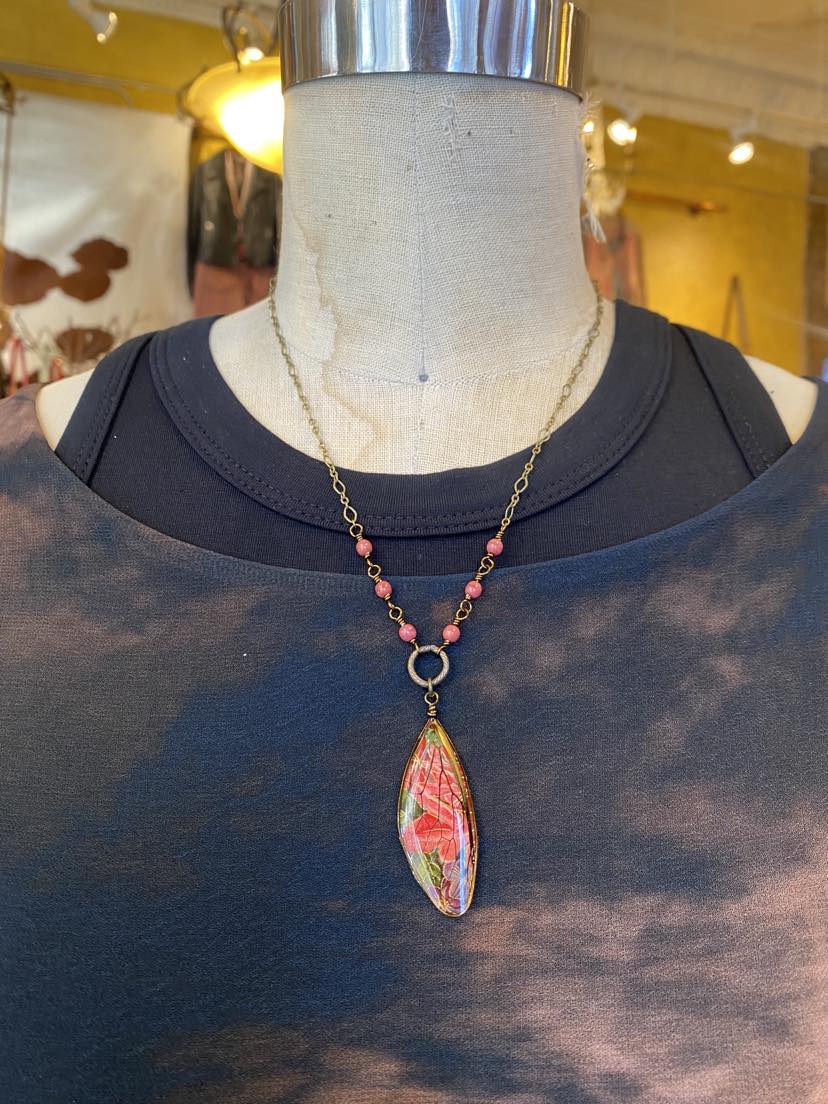 Cicada Wing on Pewter Chain Beaded Necklace * N208