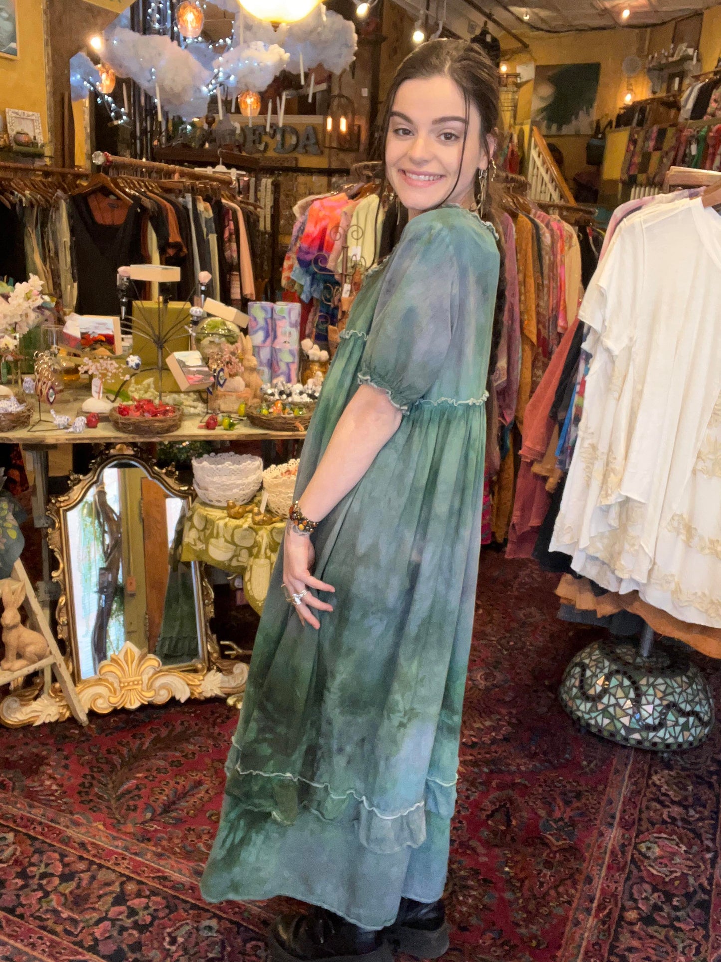 Tie-Dye Green Dress #1