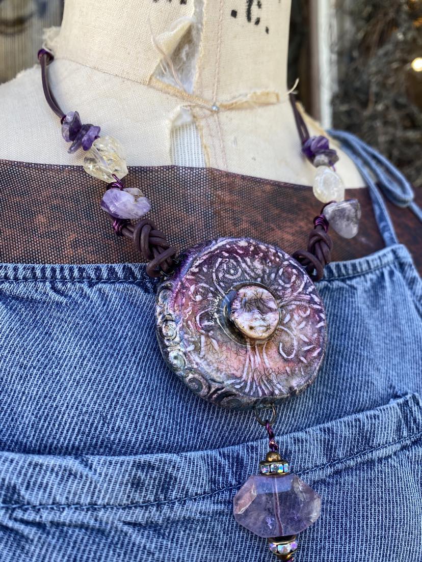 Purple Soul Sister Sun Face Necklace #TT7