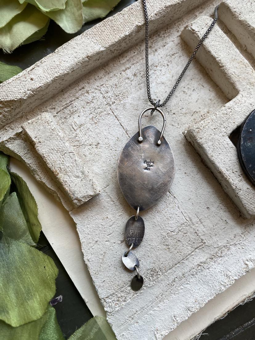 Purple Labradorite Sterling Silver Skull Pendant Necklace*