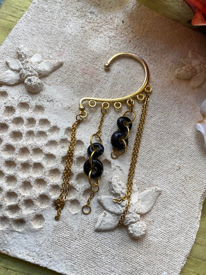 Gold and Black Glass Ear Cuff* #39
