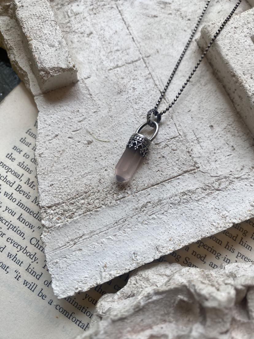 Rose Quartz Mini Point Pendant Necklace* - A