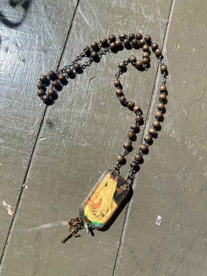 Resin Rosary Pendant Necklace*