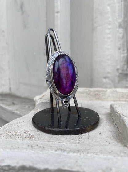 Purple Labradorite Sterling Silver Skull Ring