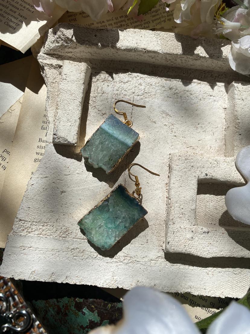 Large Fluorite Slab Earrings* #IV33