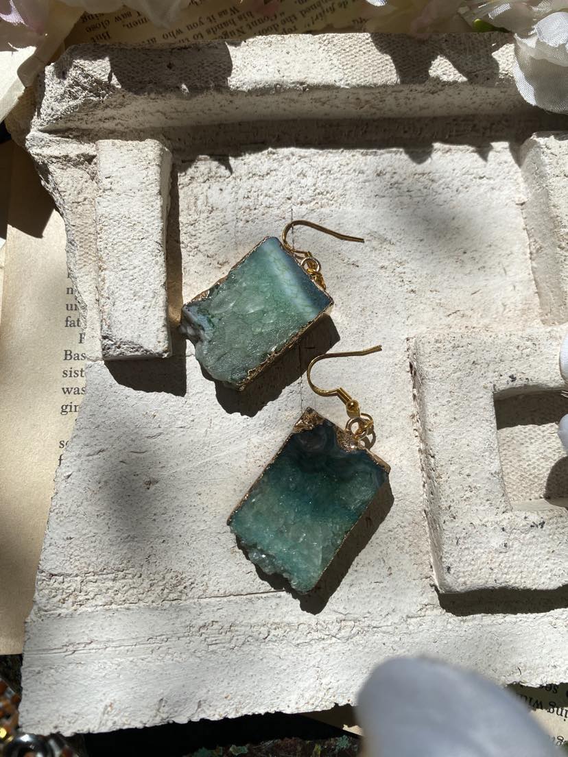 Large Fluorite Slab Earrings* #IV33