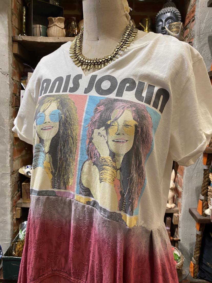 Janis Joplin Tunic V-Neck - Pink and Black*