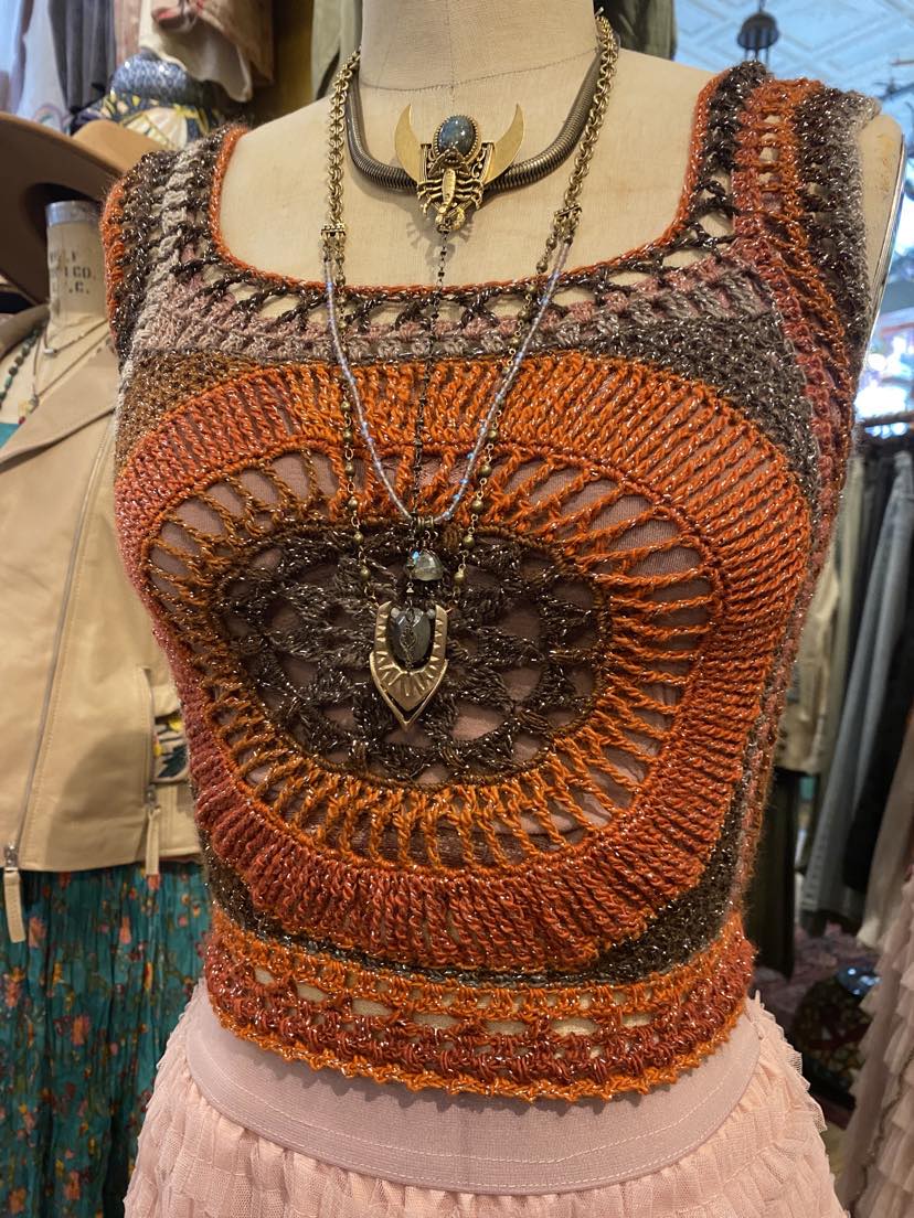 Crochet Metallic Earth Tone Corset Tank* #42