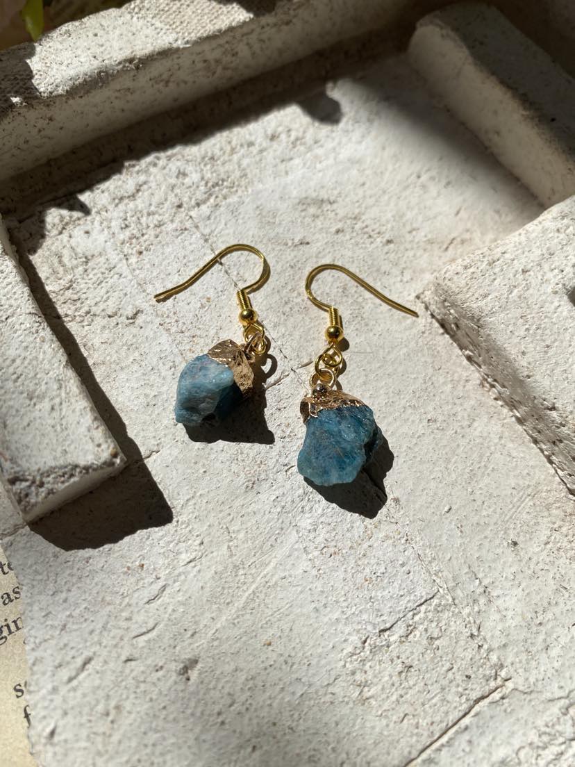 Apatite Crystal with Gold Dangly Earrings * #IV51 B.