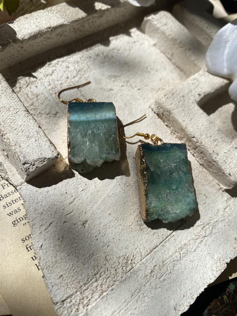 Large Fluorite Slab Earrings* #IV33