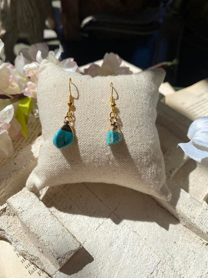 Turquoise with Gold Dangly Earrings * #IV55