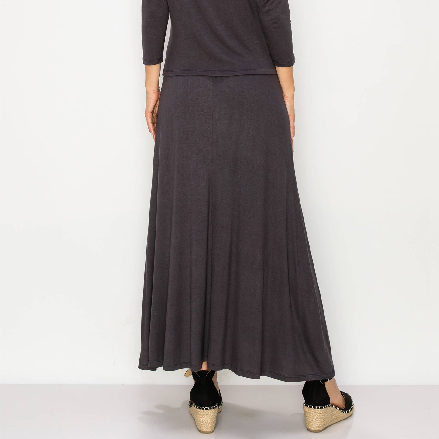 Elastic Waist Maxi Skirt - Charcoal