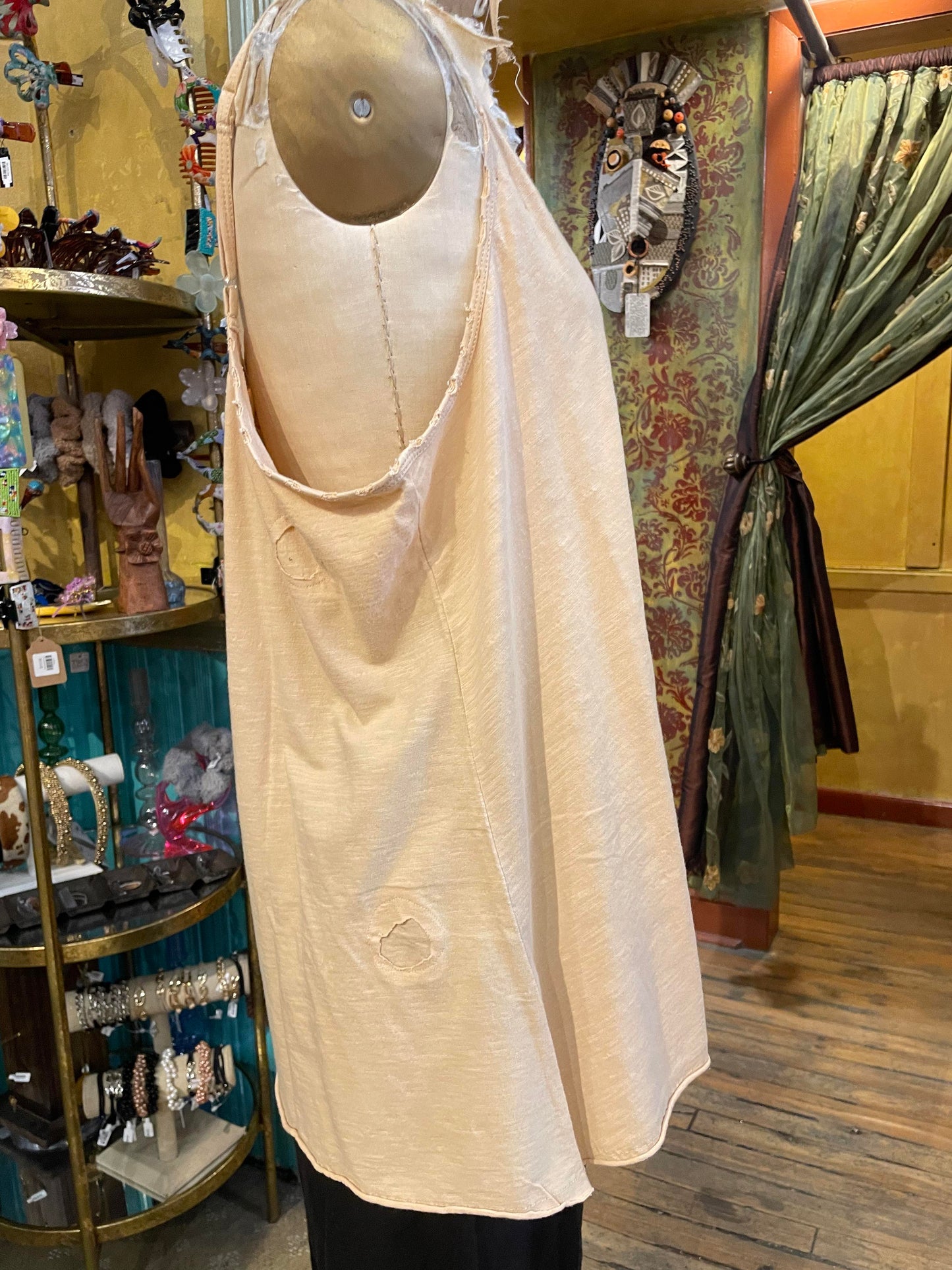 Cami with Lace Inset and Raw Edges - Natural