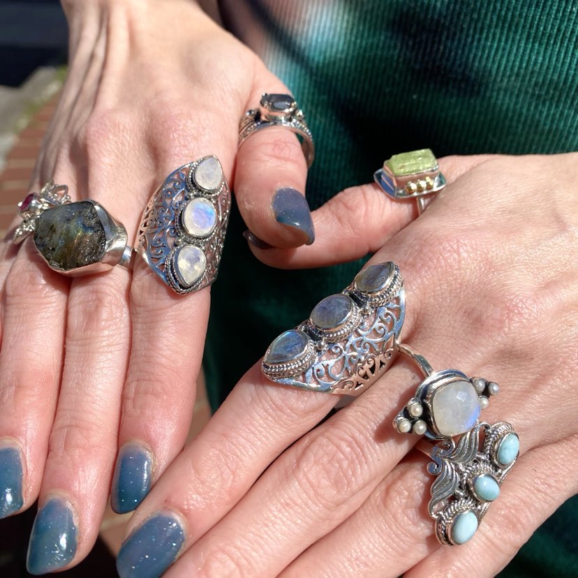 Rosetta Stone Labradorite Raw Stone Sterling Ring