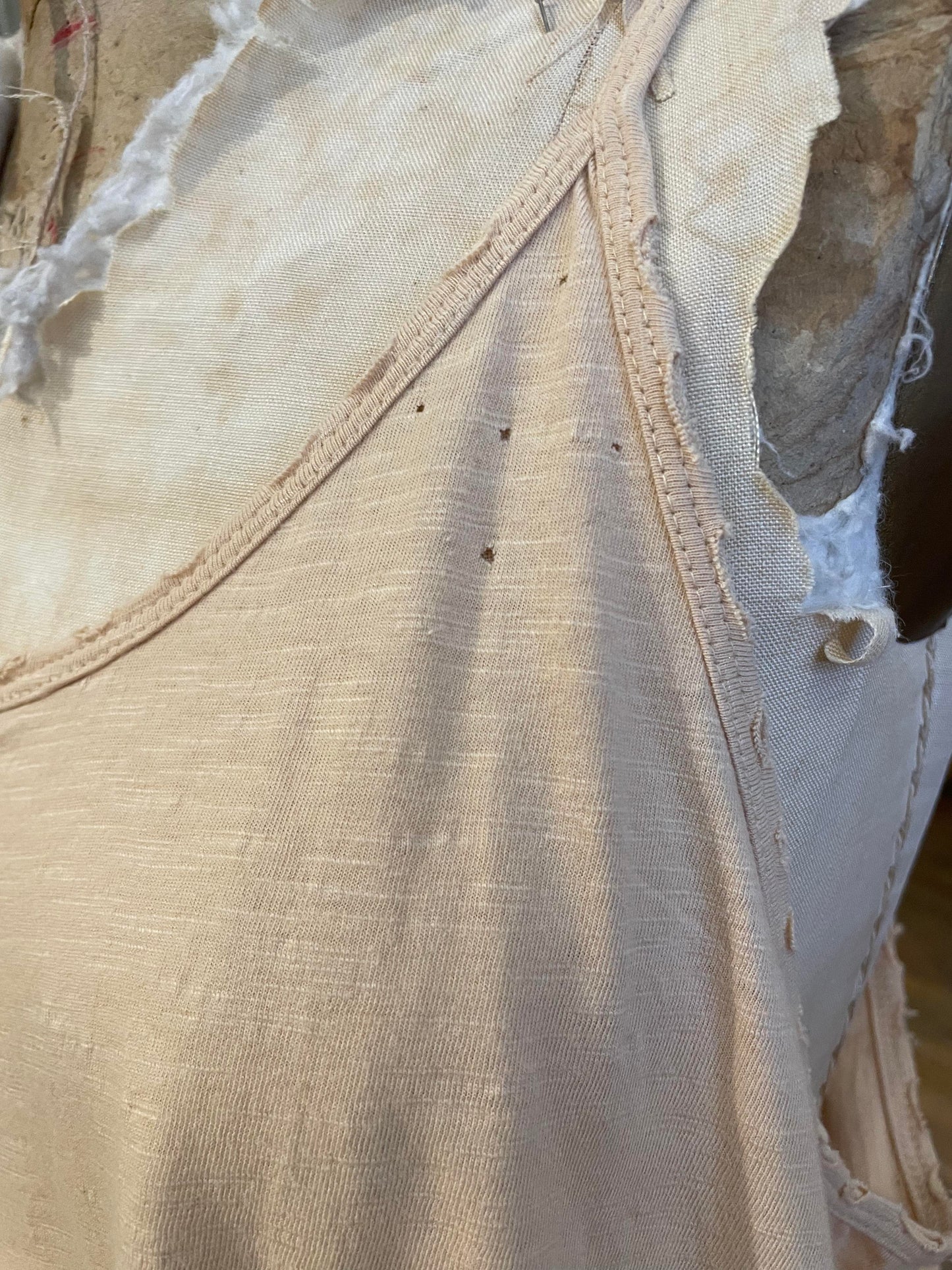 Cami with Lace Inset and Raw Edges - Natural