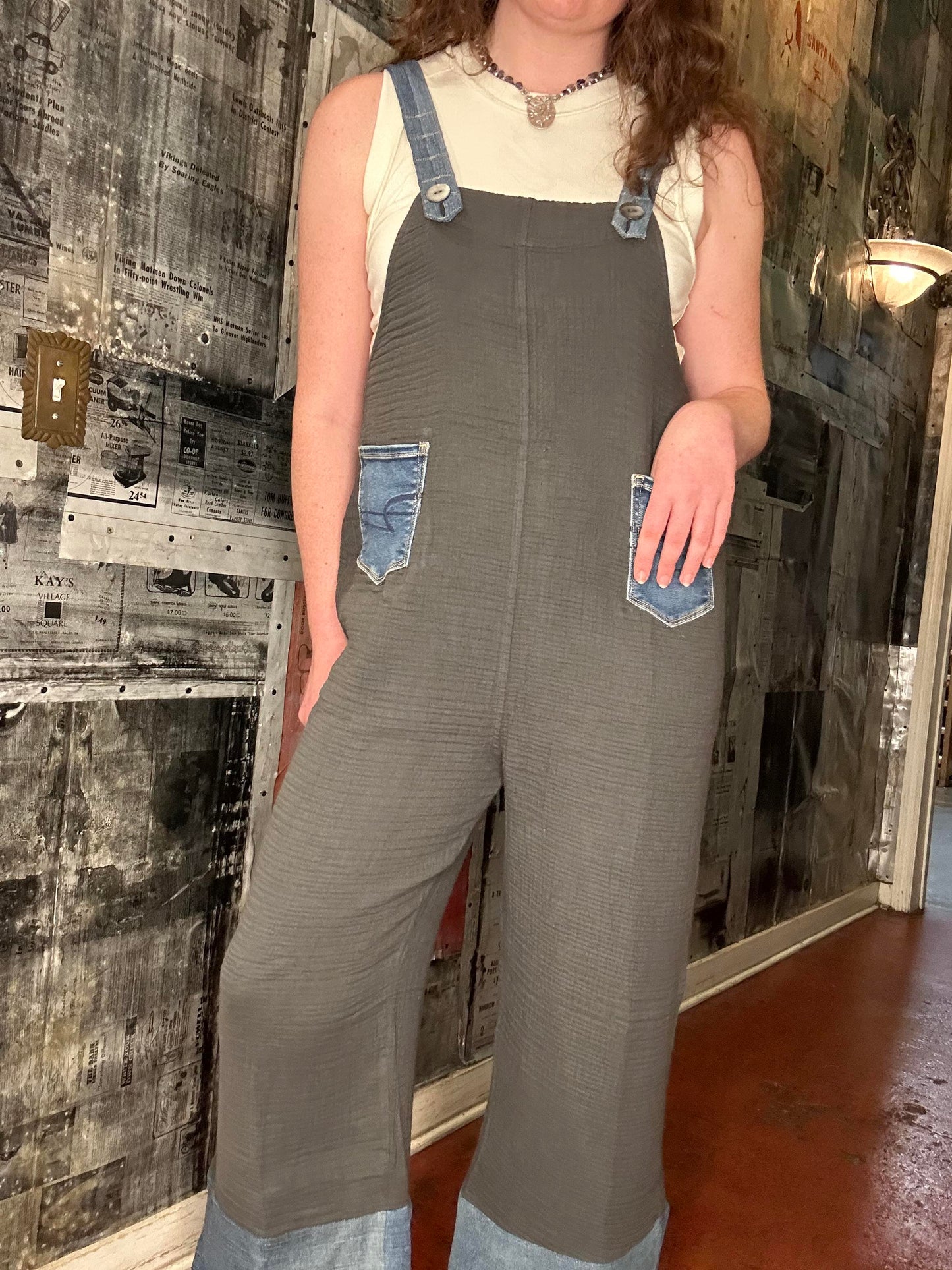 Lismore Overall- Charcoal/Denim