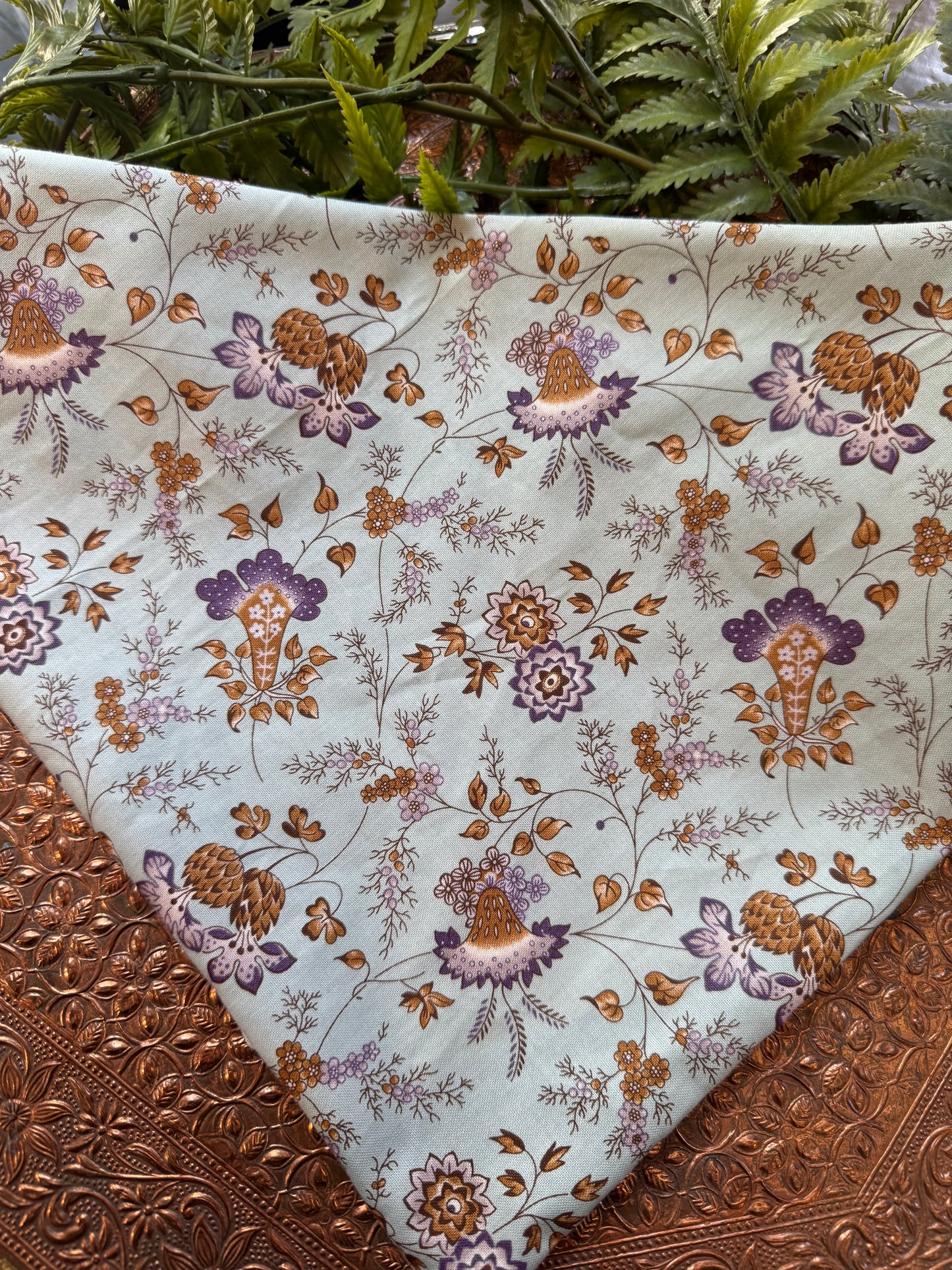 Light Blue / Gold Floral Bandana #SS5 (1)*