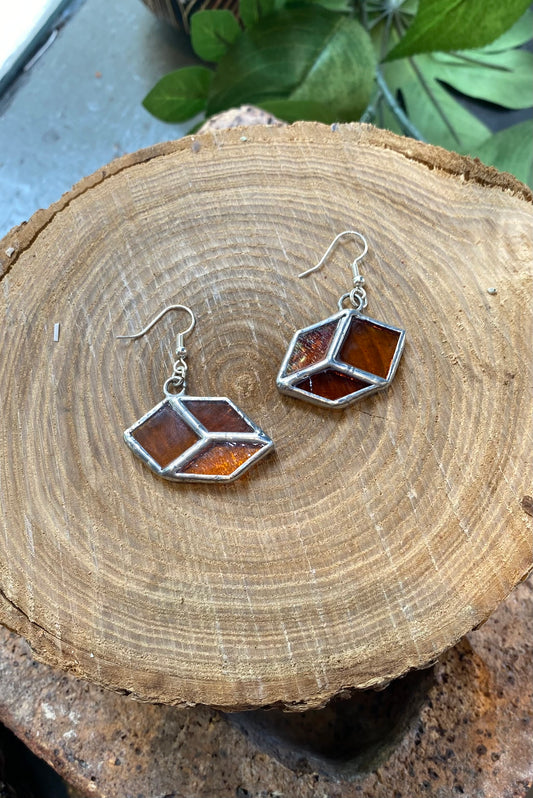 Cube Stained Glass Earrings - KC14*