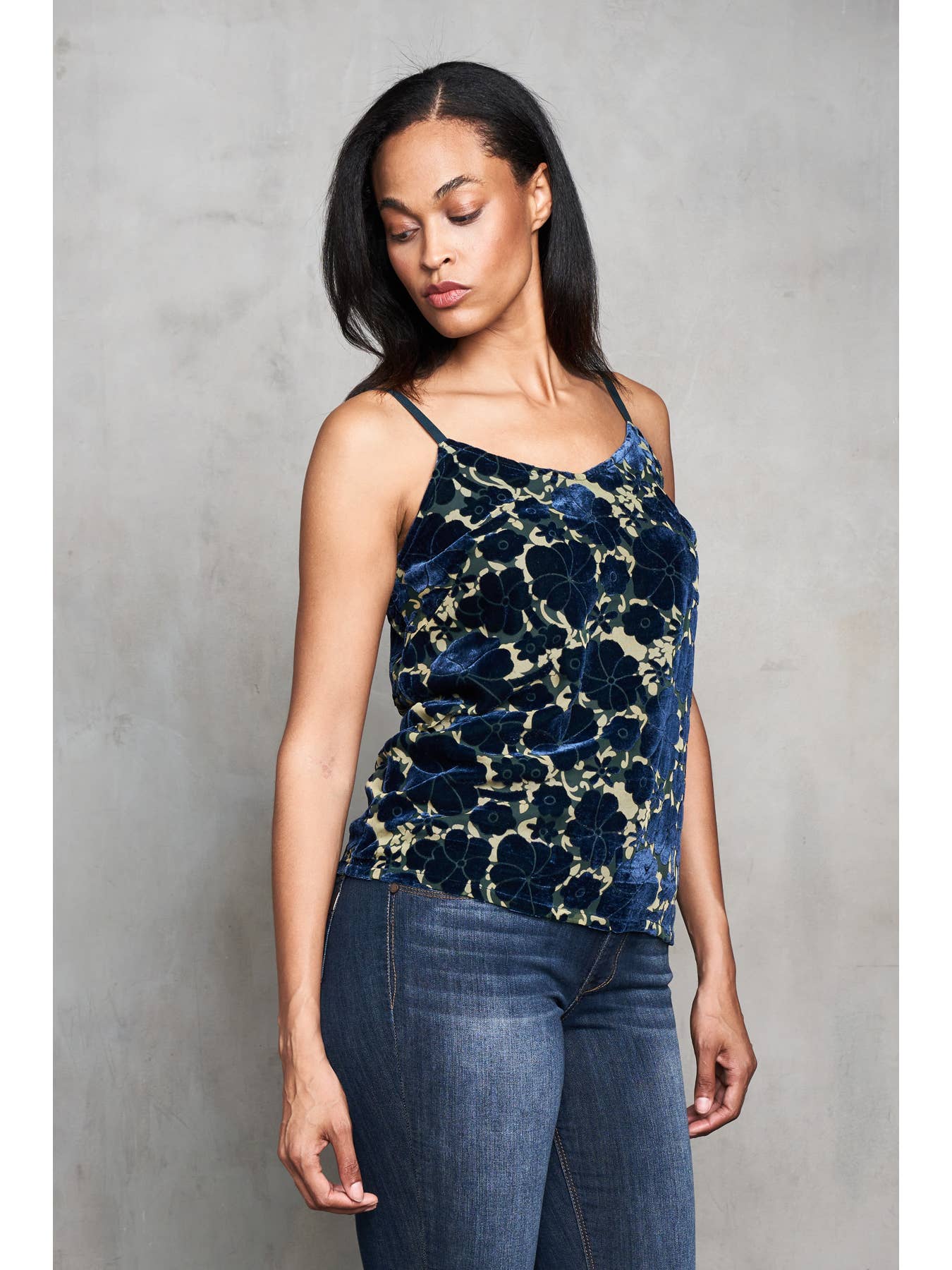 Burnout Velvet Cami - Teal