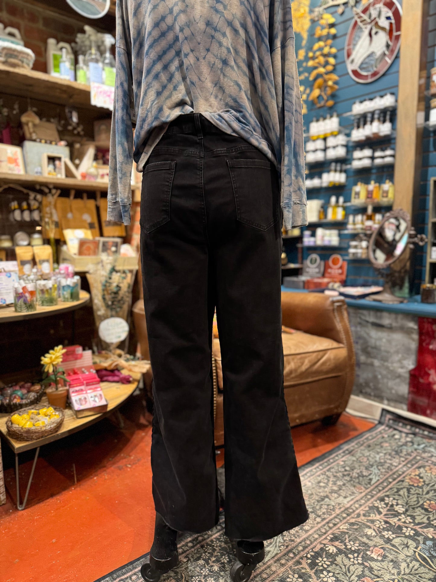 Anime with Stars Braided Black Jeans -Laura Bruce*