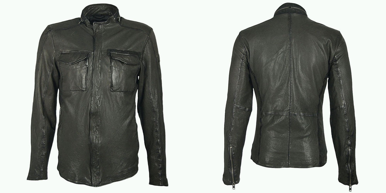 Men's Cove 3 RF Leather Jacket- Vintage Black