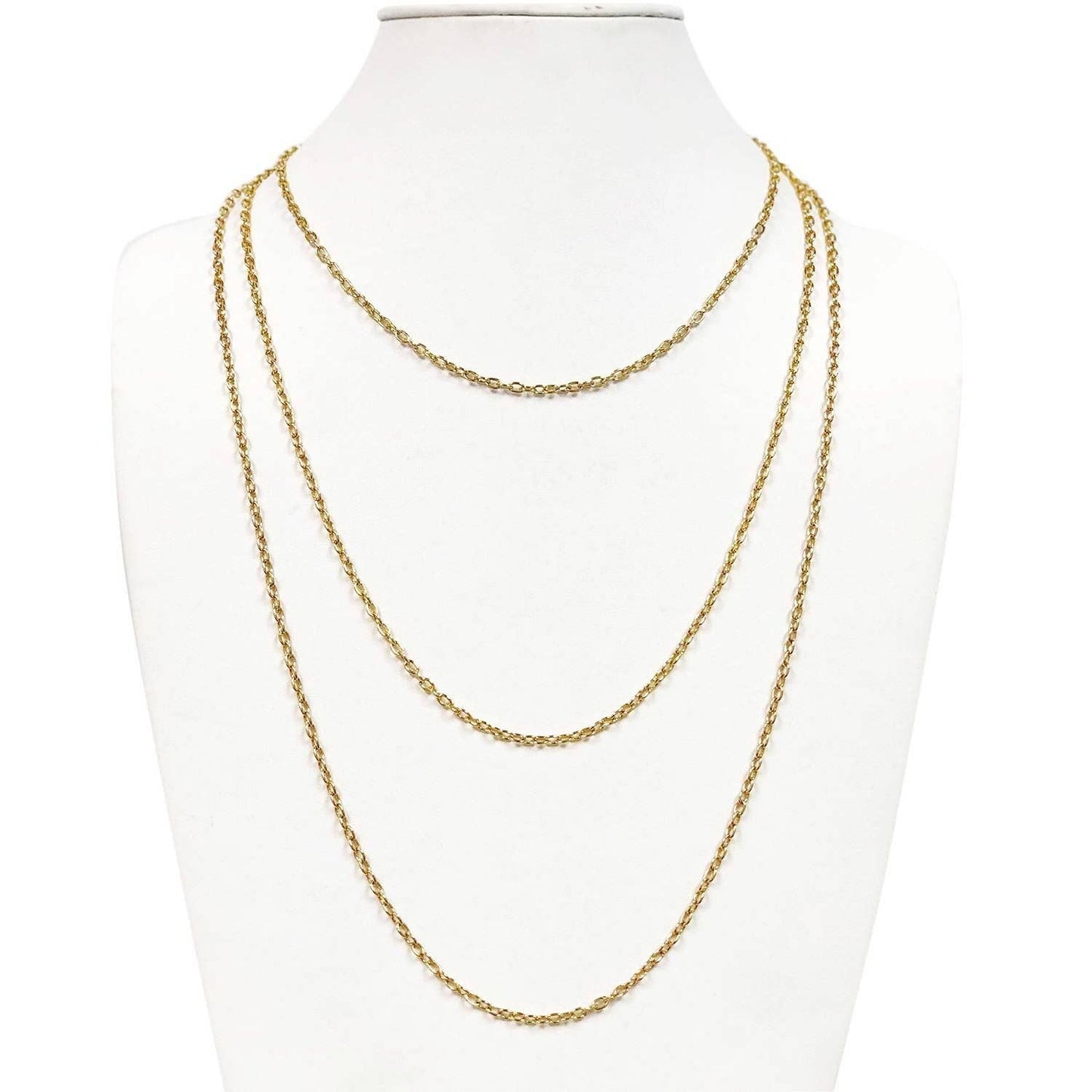 Gold Tone 3mm Base Metal Cross Chain - 30"