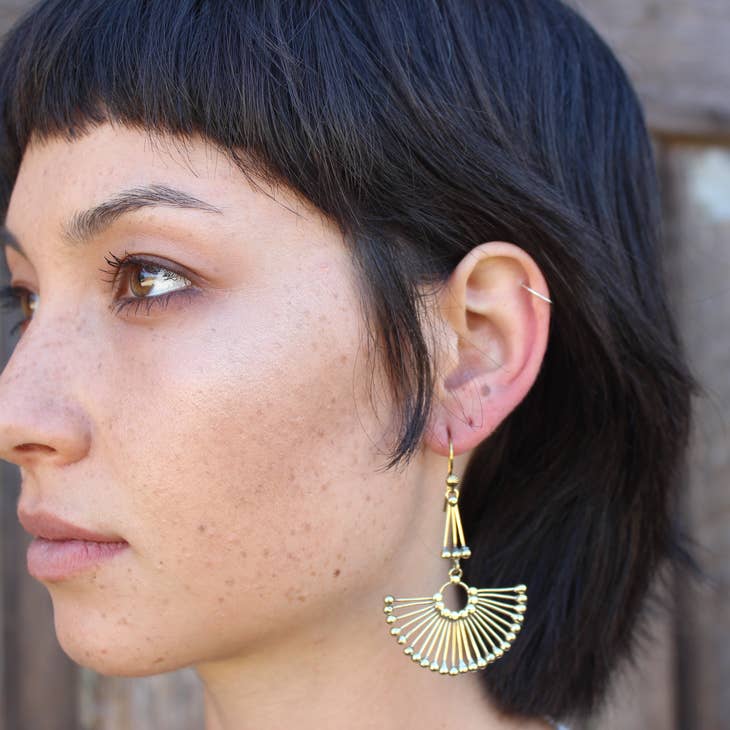 Brass Peacock Earrings - La De Da