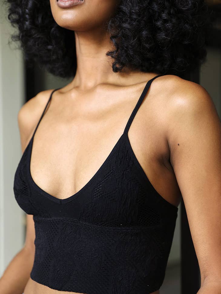 Seamless Padded V Neck Brami Black - La De Da