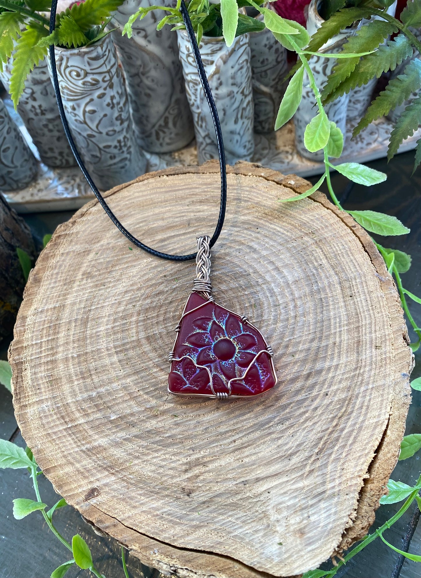 Red Cadmium Wire Wrapped Necklace #IV106
