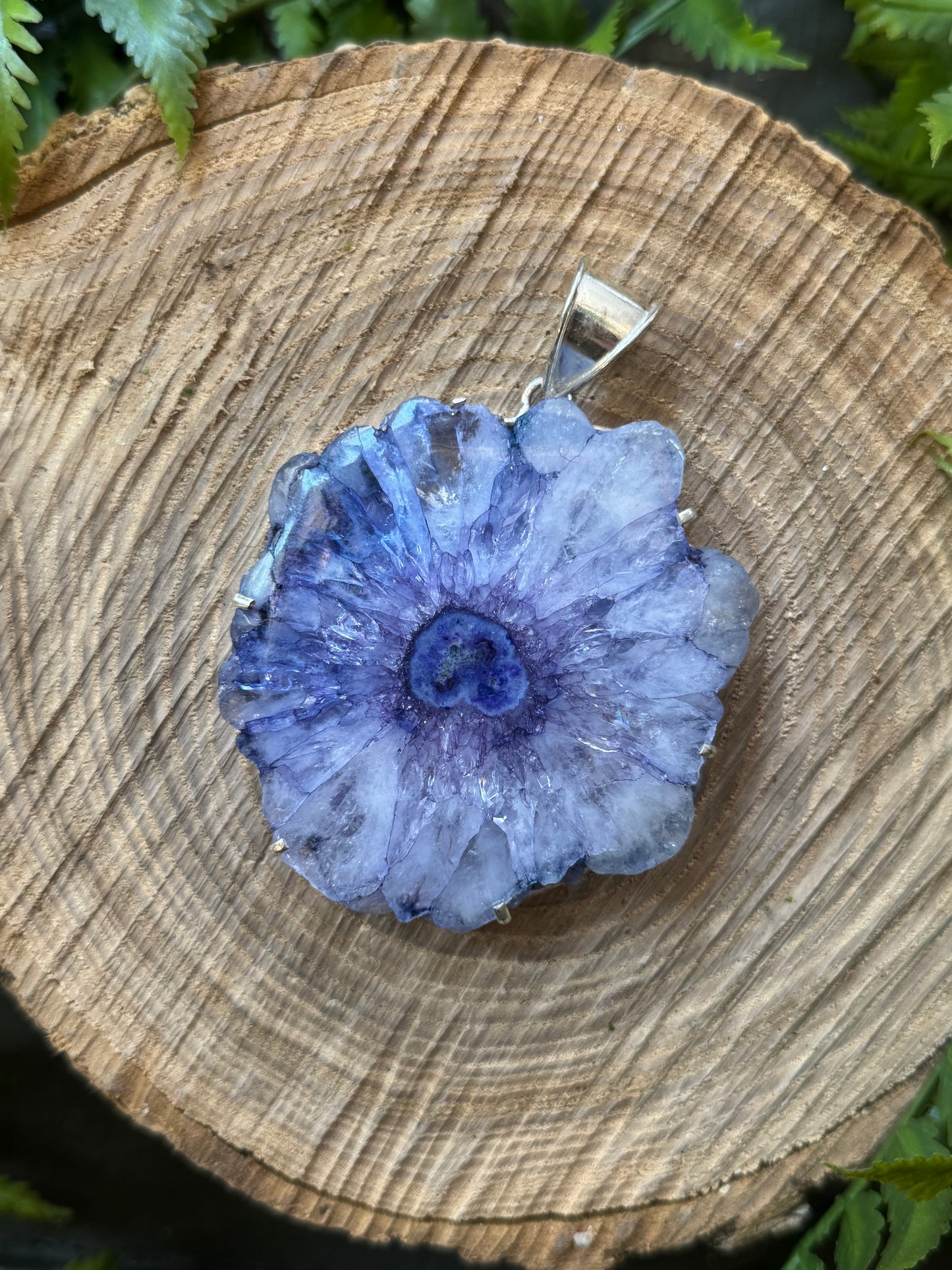 Dyed Large Purple Agate Slice Pendant