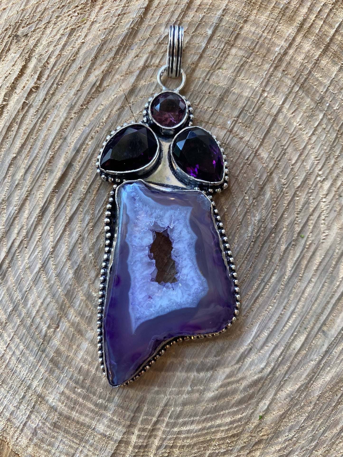 Dyed Amethyst Geode Pendant