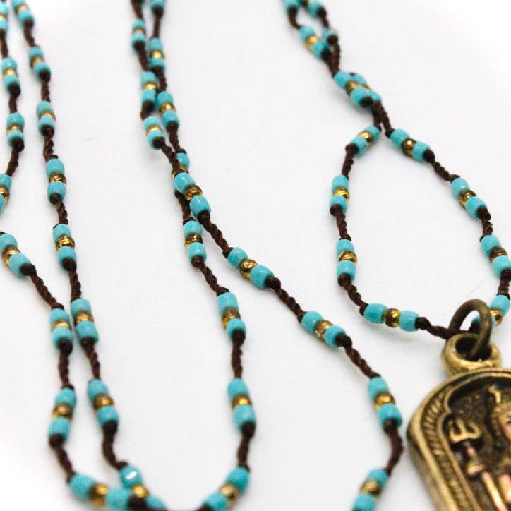 Turquoise Crochet Buddha Necklace - La De Da