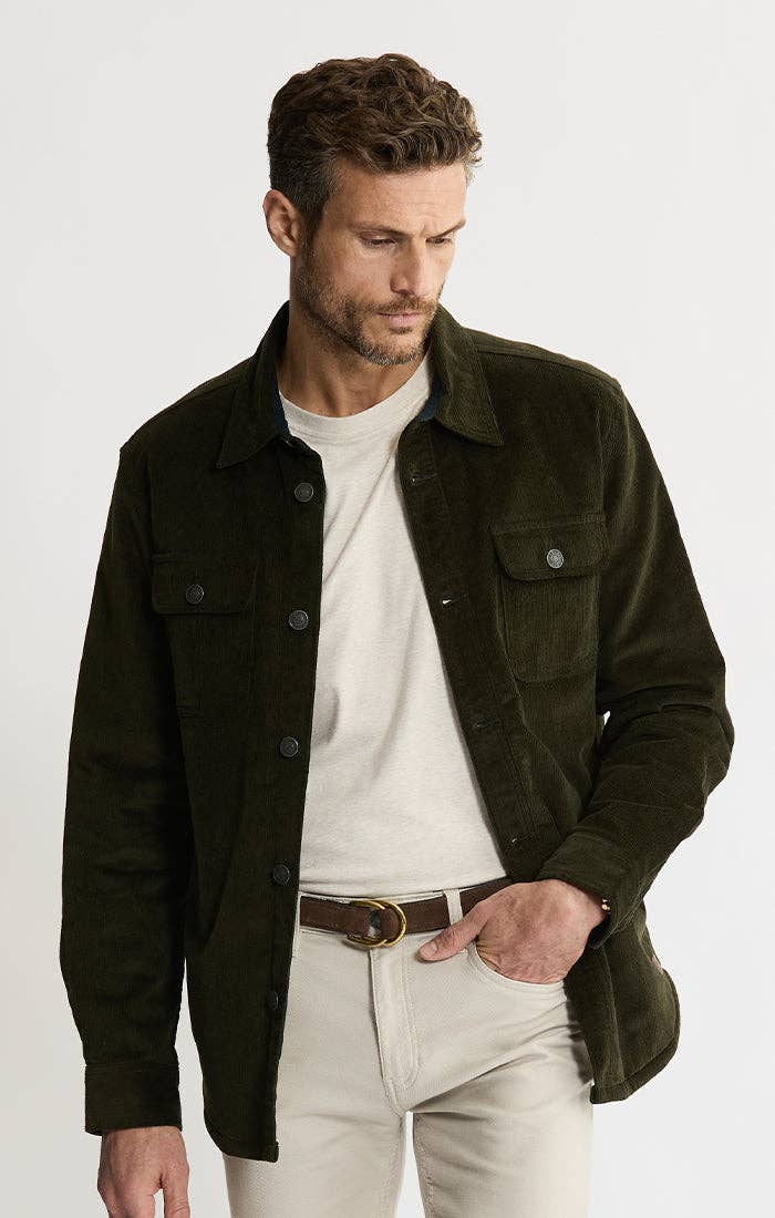 Concord Sherpa Lined Corduroy Shirt Jacket - Olive