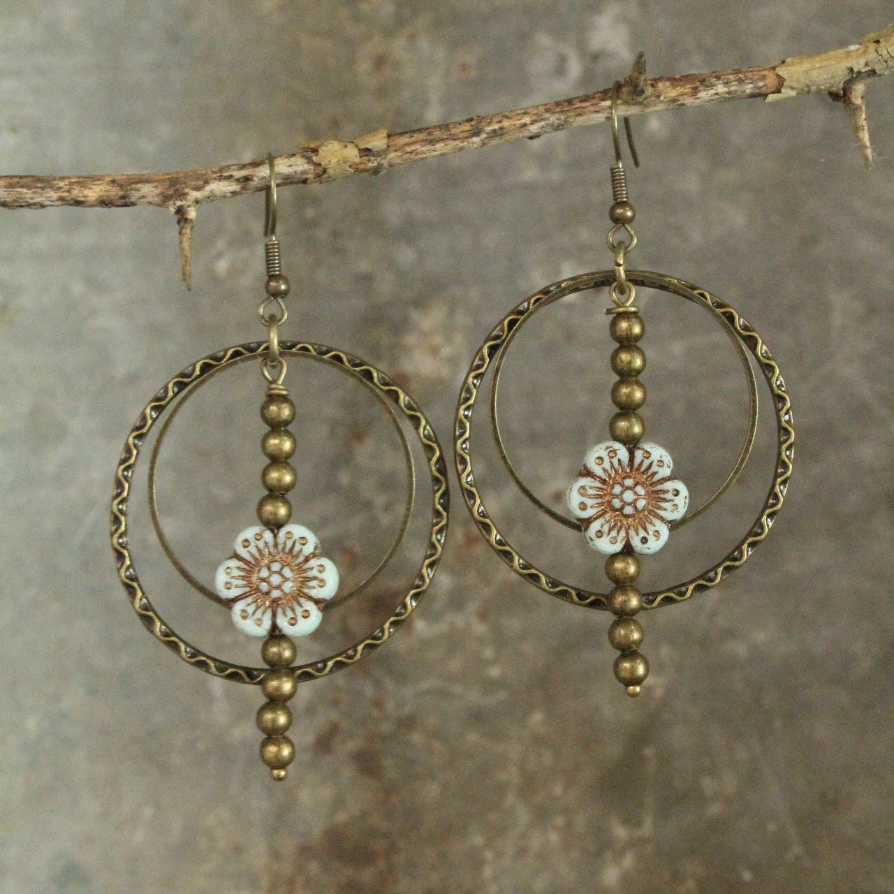 Picasso Wildflower Powder Blue Glass Bead Earrings