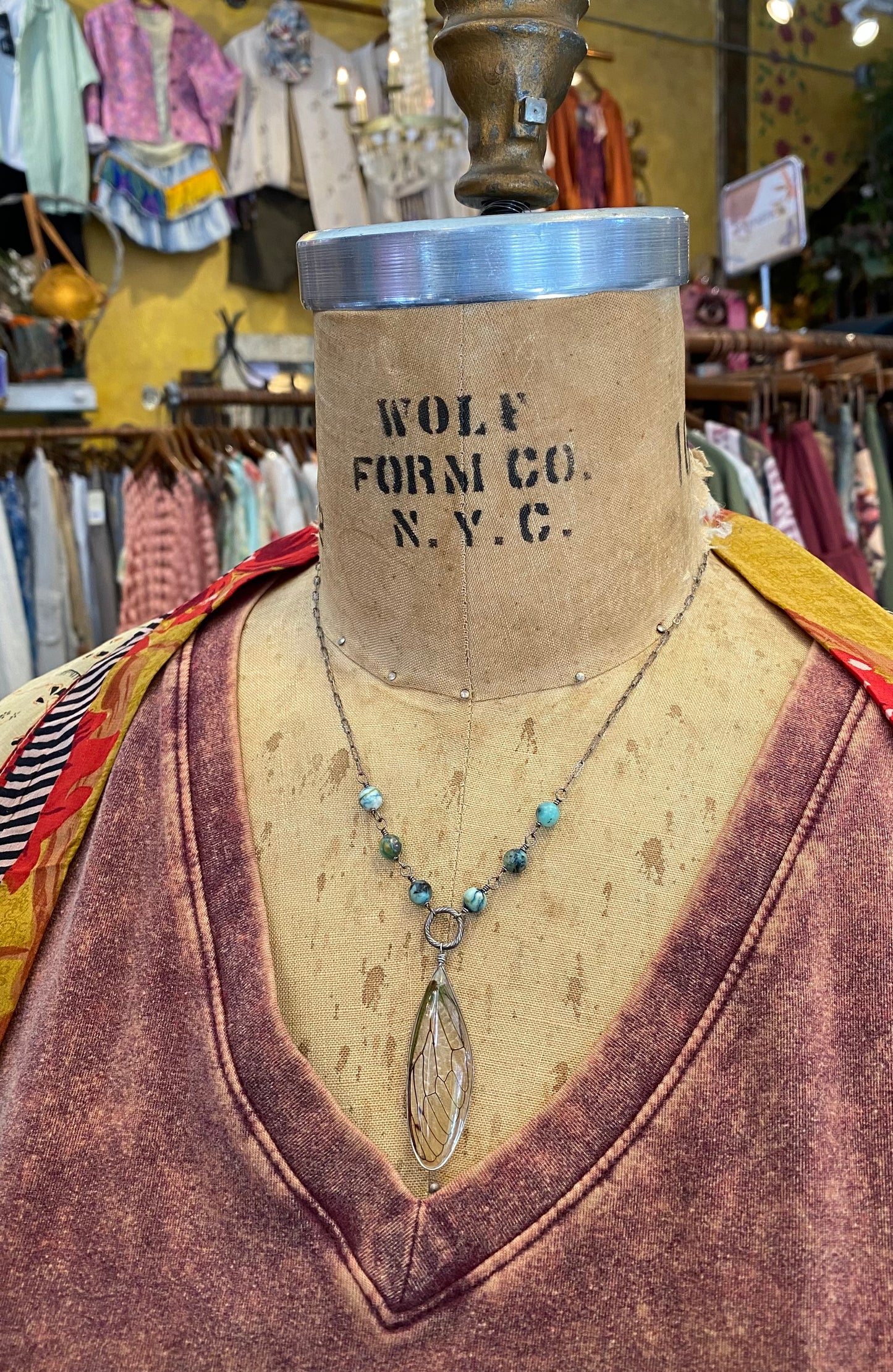 Cicada Wings w/ Chrysocolla Necklace *N255