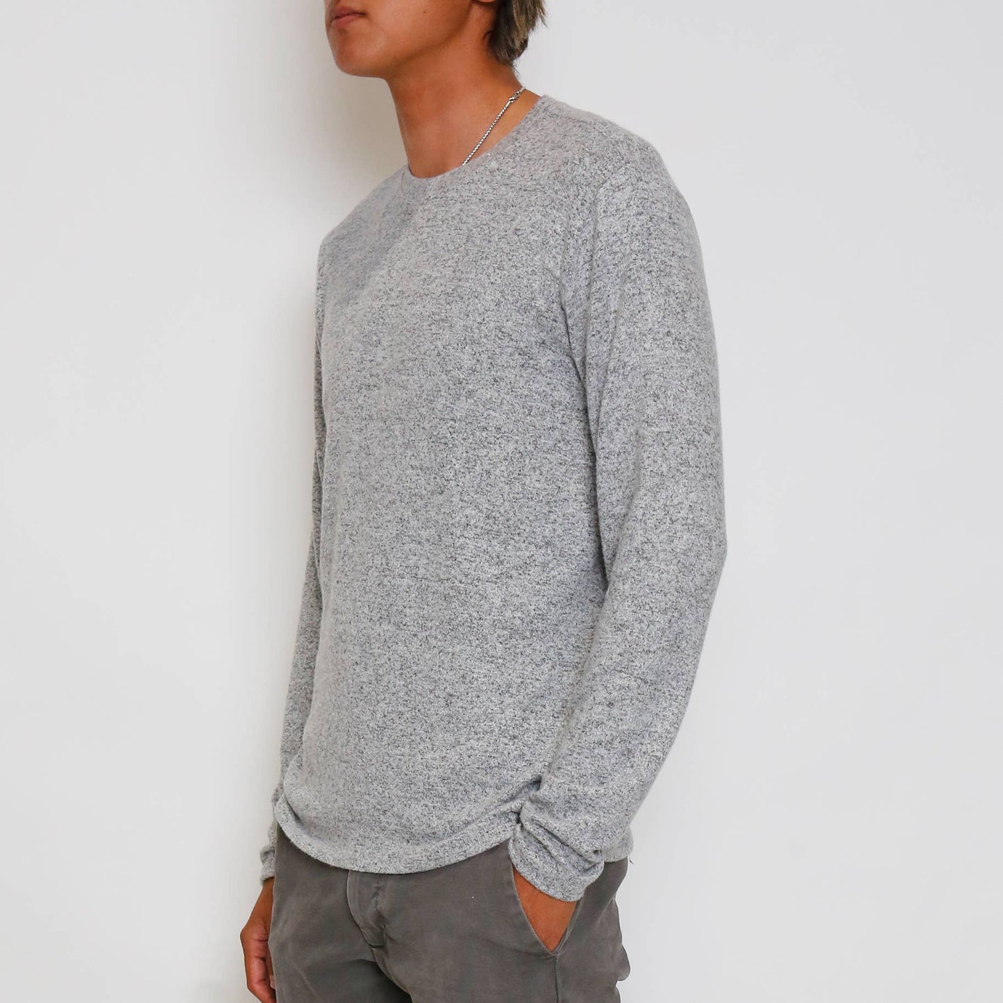 Cozy Crew Neck Long Sleeve Men - Heather Grey