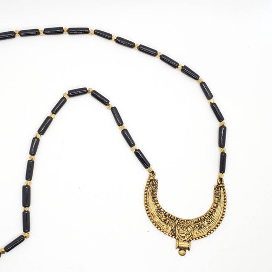 Beaded Tribal Crescent Necklace