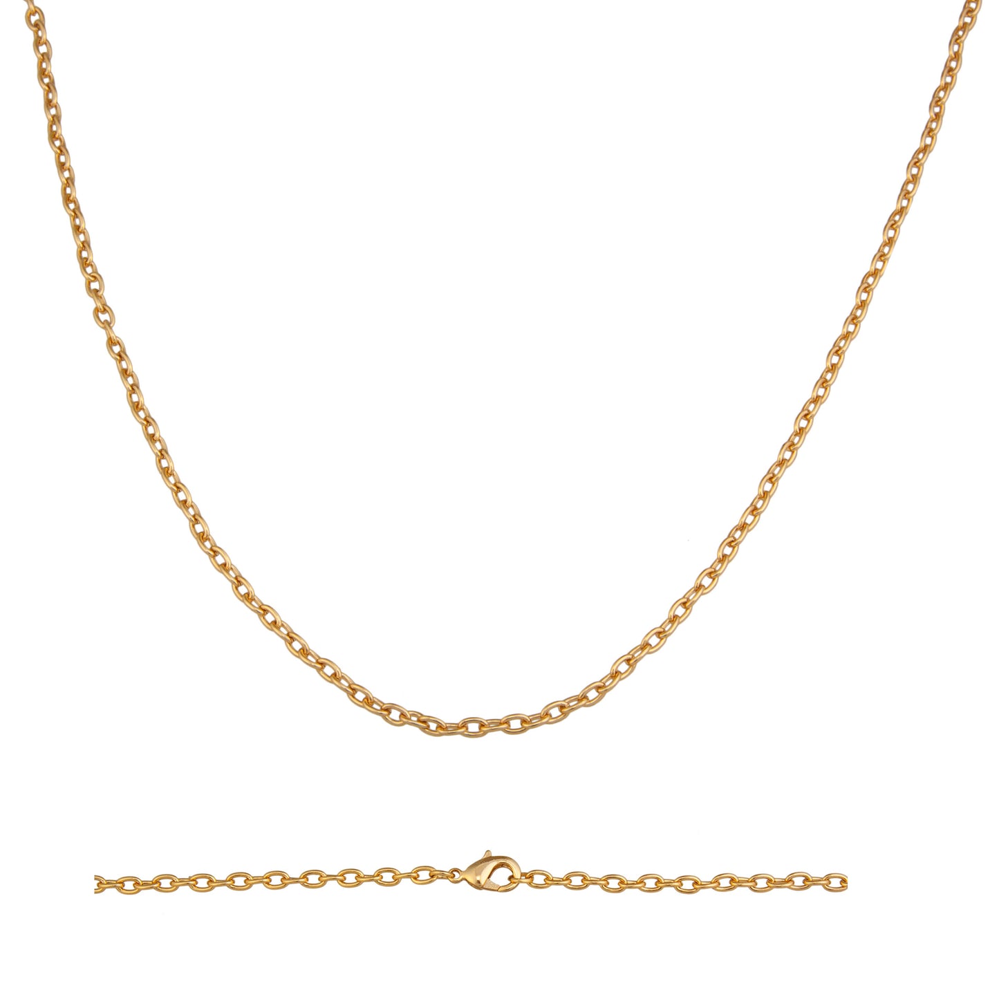 Gold Tone 3mm Base Metal Cross Chain - 30"