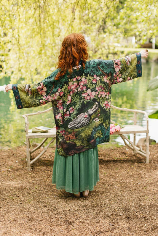 The Daydreamer Matinée Duster Kimono w/ Roses & Rabbits