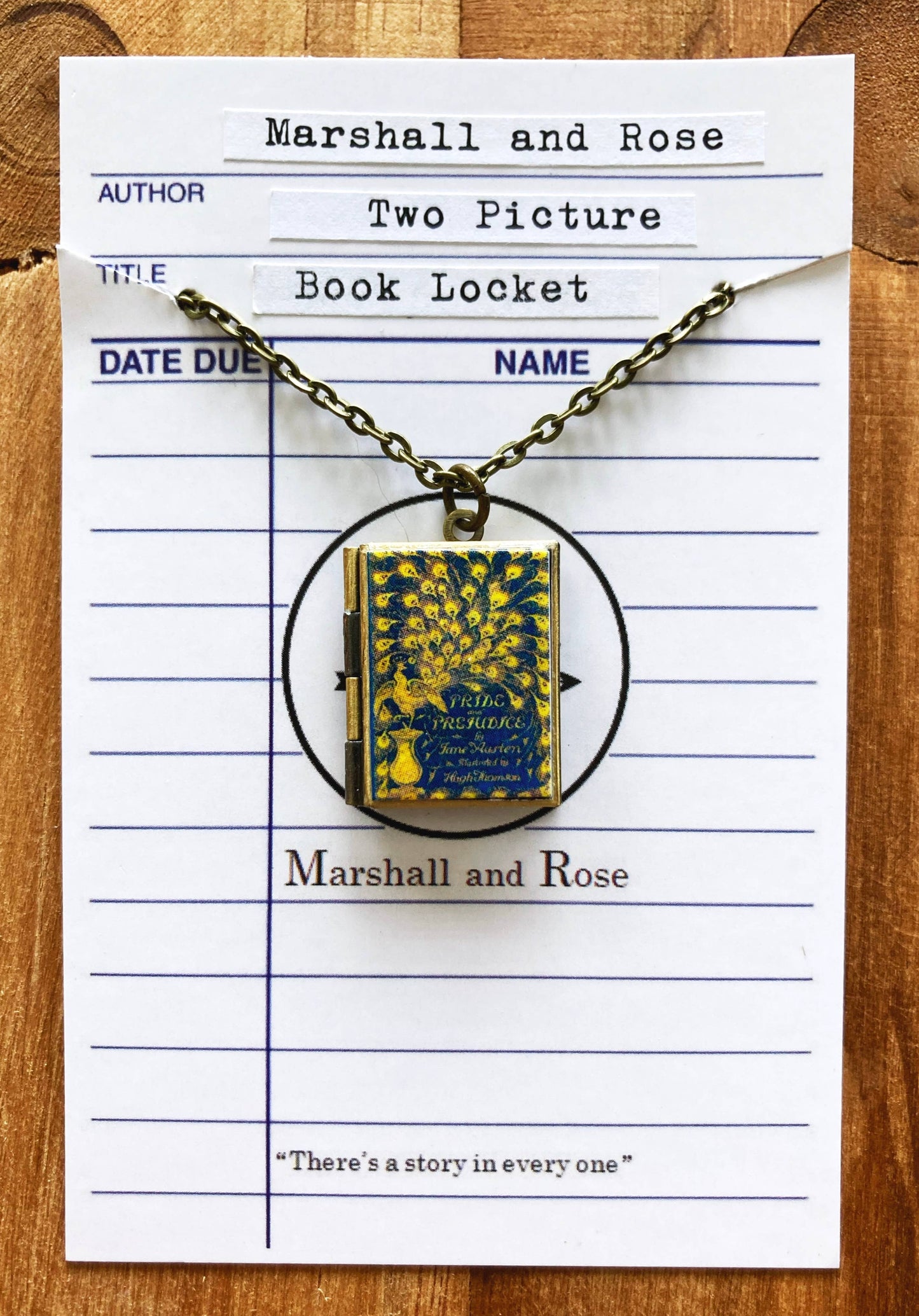 Book Locket Pride and Prejudice - Peacock - Bronze