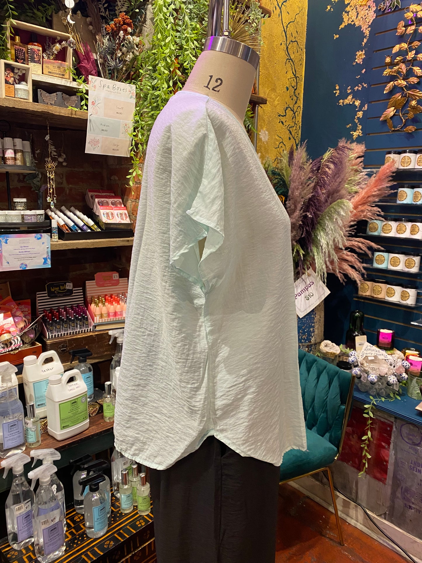 V-Neck Popover Parachute Top - Fountain