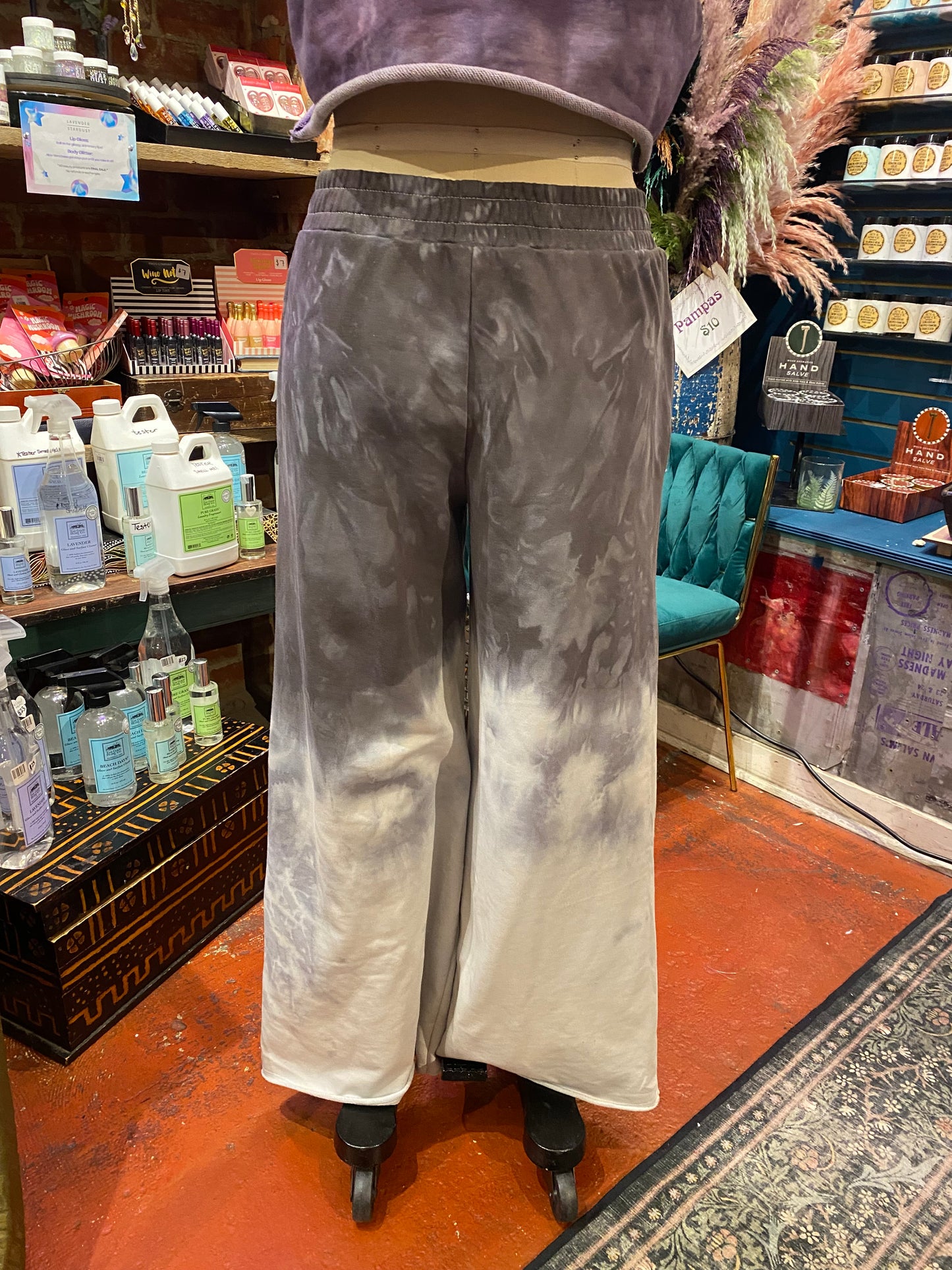 Custom Dyed Wide Leg Sweats - Thunderstorm